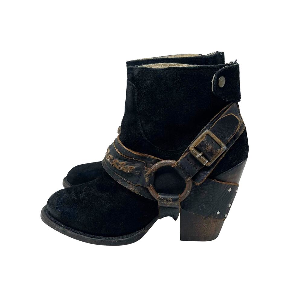 Freebird by Steven El Paso Harness Bootie Ankle Boots - Black & Brown - Size 6